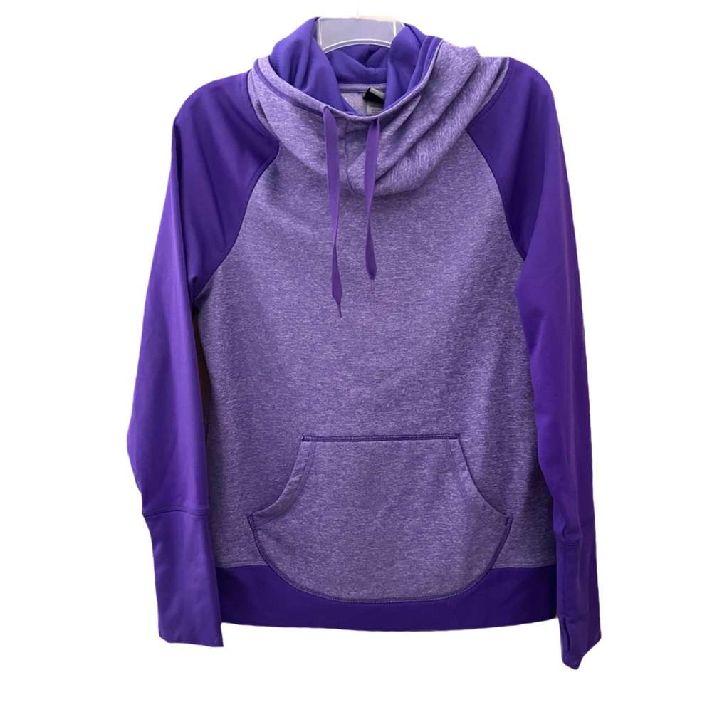 Champion Duo Dry Cowl Neck Sweatshirt, Sz. M, 2-Tone Purple, Pouch Pocket